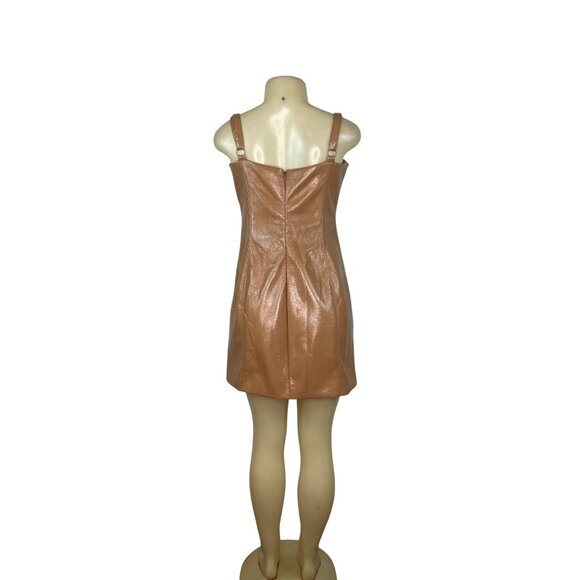 Meshki Faux Leather Strap Mini Dress Size M/L - Picture 3 of 7